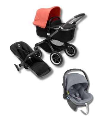 carrito de bebe de 3 piezas compuesto por hamaca, capazo y silla de auto